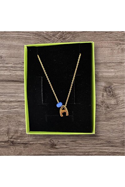 HerşeyVarBurda Gold Colored 3D Tiny Letter Necklace - Bead Detailed