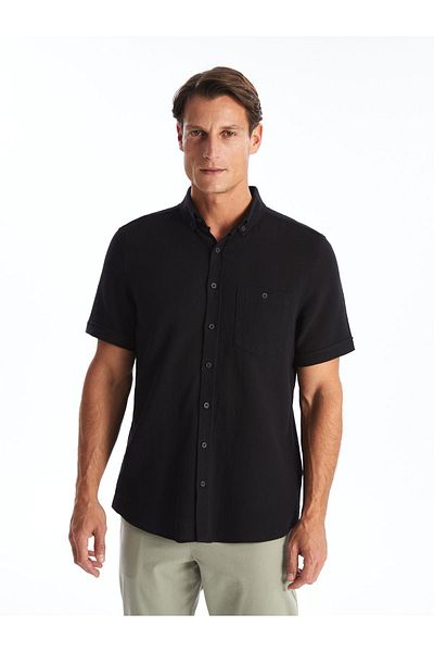 LC Waikiki Men's Poplin Shirt - Regular Fit, Short Sleeve