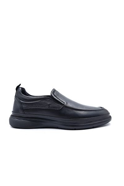 MARCOMEN Men's Black Genuine Leather - Light and Laceless Comfort Shoes