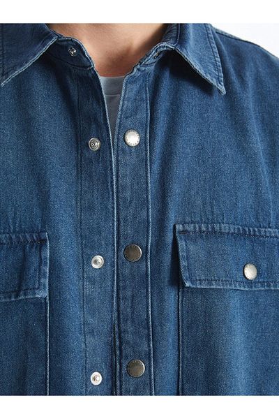 LC Waikiki Pánská džínová košile LCW Jeans pohodlného střihu s dlouhým rukávem