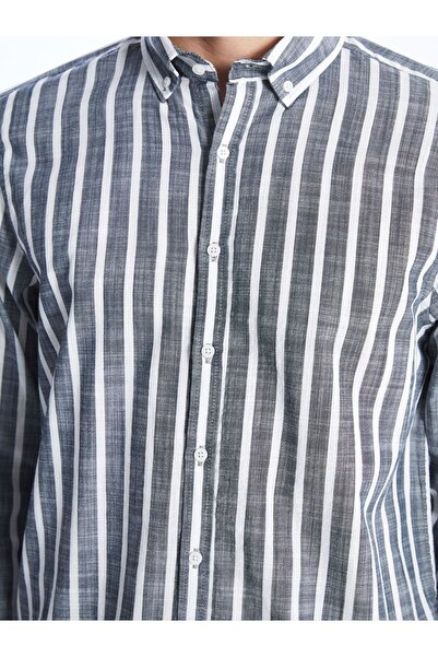 LC Waikiki Чоловіча сорочка з попліну в смужку з довгим рукавом