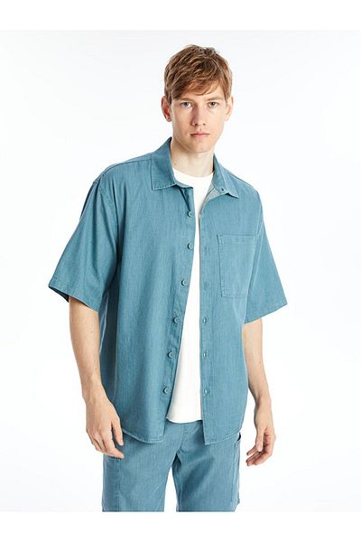 LC Waikiki Cămașă Jeans pentru bărbați - Croială confortabilă, mânecă scurtă