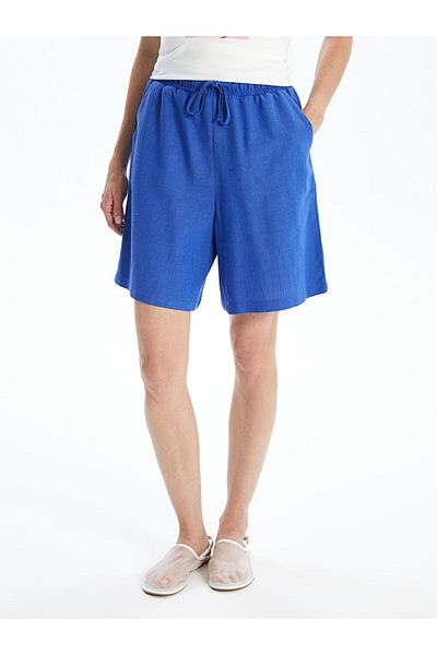 LC Waikiki Pantaloni scurți de damă în amestec de in cu talie elastică