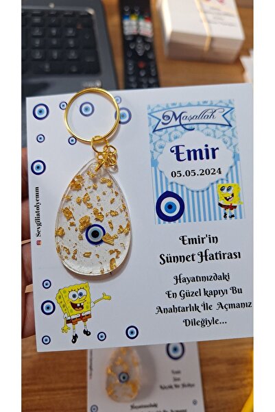 SevgiliAtolyemm Çizgi Karakter Temalıkart Nazar Boncuklu Anahtarlık Sünnet Be...