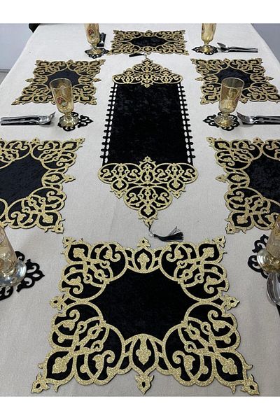 SEHARA American Service/runner/lux Sparkly over Fantasy Velvet/Set de prezentare pentru masă/19 piese