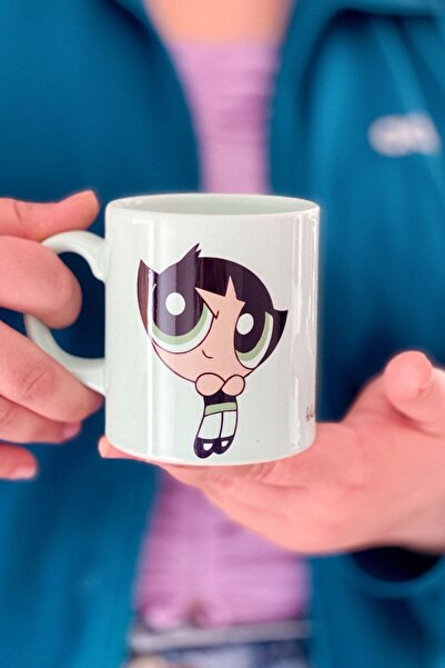 Bikutumutluluk Powerpuff Girls Buttrtcup Mint Yeşil Hediye Kupa Bardak