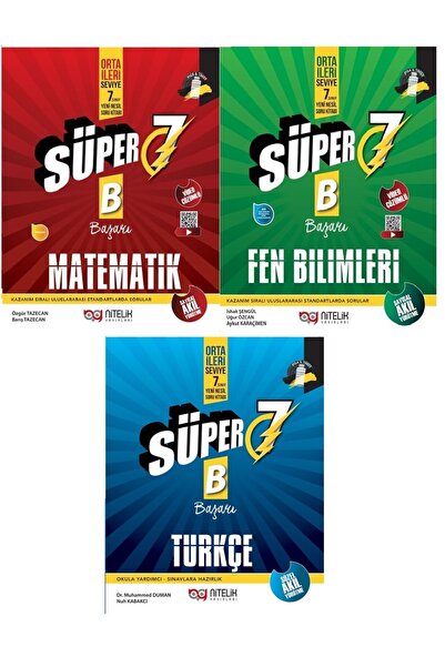 Nitelik Yayınları 7.SINIF SÜPER MATEMATİK (B) FEN BİLİMLERİ (B) TÜRKÇE (B) YENİ NESİL SORU SETİ-ORTA VE ZOR SEVİYE