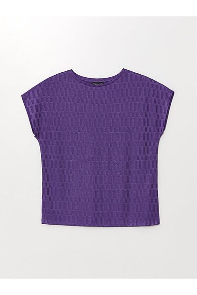 LC Waikiki Patterned Crew Neck Oversize Women's T-Shirt - Short Sleeve