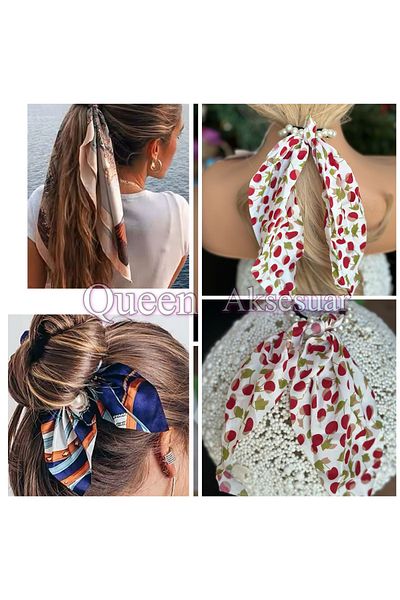 Queen Nelly Trend Fashion - Pearl Elastic Fruit Cherry Pattern Scarf Shawl Scarf Pendant Buckle