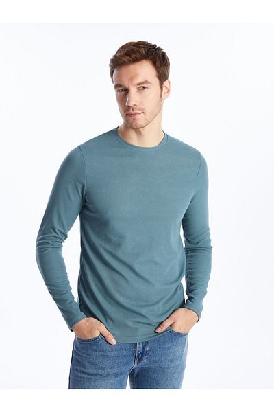 LC Waikiki Langärmliges Herren-T-Shirt mit Rundhalsausschnitt