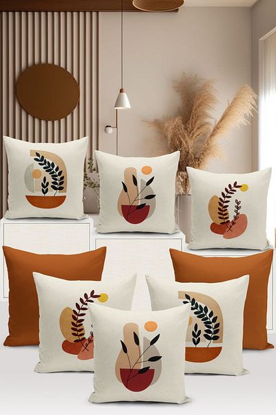 Bertille Home Seria Minimalist - Set de 8 huse de pernă cu imprimare digitală