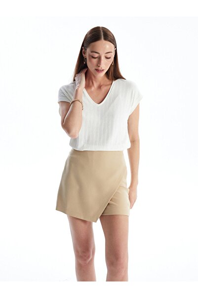 LC Waikiki Dámské tričko s jednoduchým krátkým rukávem s výstřihem do V