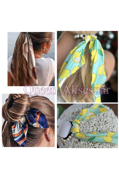 Queen Nelly Model galben de lămâie, perle elastice, batista de modă, șal, eșa...