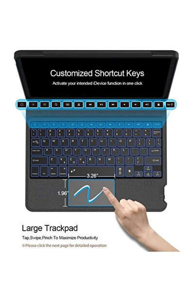 Fogy Ipad Air 11 6.7.nesil M3 Çipli 2025 Uyumlu Case Klavye Mag Touchpad Klavyeli Standlı Kılıf