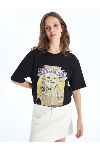 LC Waikiki LCW The Mandalorian printed oversize γυναικείο μπλουζάκι - Crew neck, κοντό μανίκι