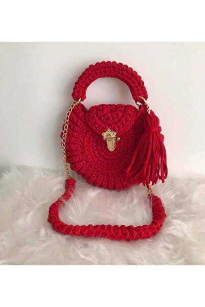 KRİSTAL ÖRGÜM Şık El Örgüsü Midye Model Çanta