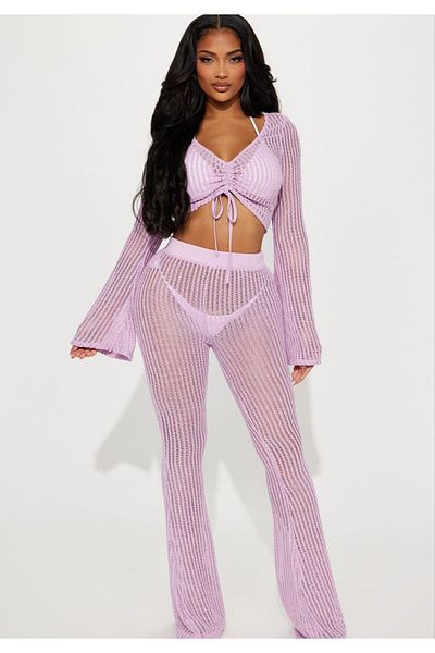 ARDSU Knitwear Pareo - Long Sleeve Crop Top and Trousers Set