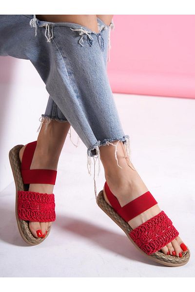 HVZ Exclusive Red Women's Daily Comfortable Elastic Sandals Beach, Seaside, Comfort, Outdoor Sandals