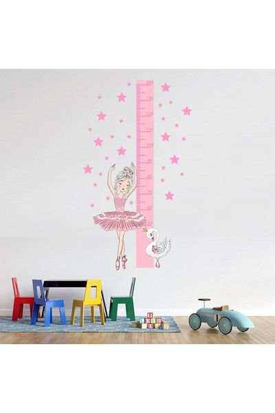 KT Decor Ballerina Height Measurement Wall Sticker Set