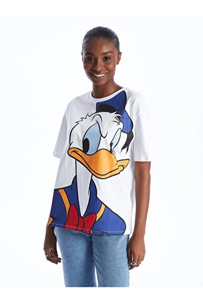 LC Waikiki LCW Vision Crew nyakú Donald Duck nyomott rövid ujjú, túlméretezett női póló