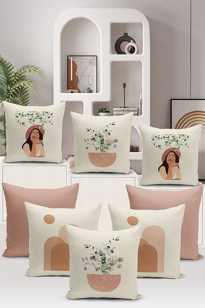 Bertille Home Minimalist Series - Σετ 8 μαξιλαροθήκες με ψηφιακή εκτύπωση