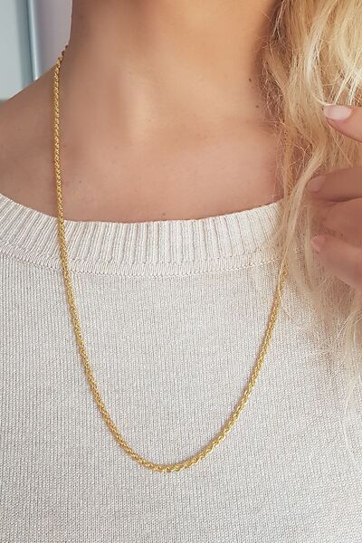 VAOOV 925 Ayar Gümüş Hasır Halat Zincir 60 Cm