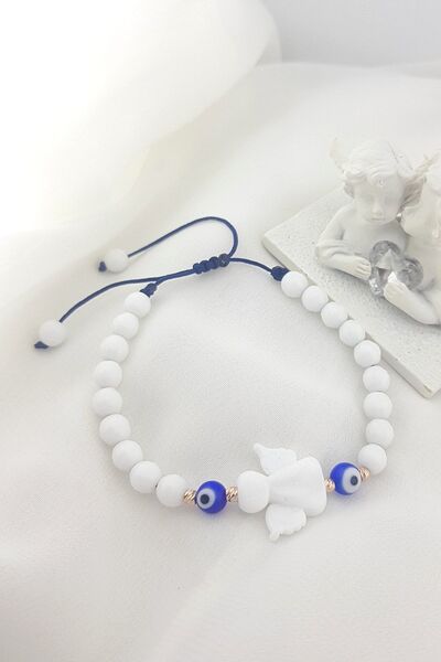 VAOOV Handmade White Glass Angel Bracelet