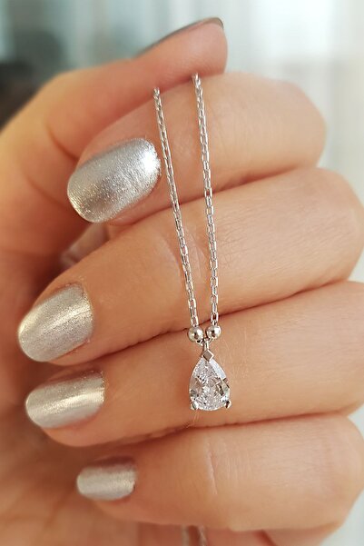 VAOOV 925 Ayar Gümüş Damla Taşlı Kolye