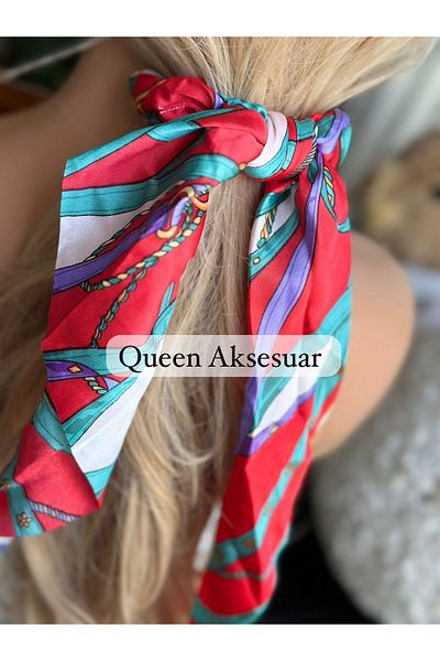 Queen Nelly Red Satin Trend Fashion - Elastic Chain Belt Scarf Shawl Scarf Pendant Buckle