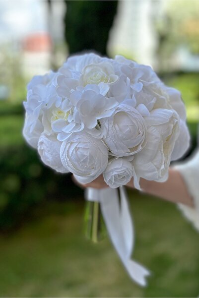 FilizKonuk Gelin Buketi ve Gelin Tacı Nişan Çiçeği Nikah El Çiçeği Beyaz Sade...
