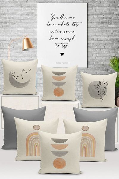 Bertille Home Seria Minimalist - Set de 8 huse de pernă cu imprimare digitală