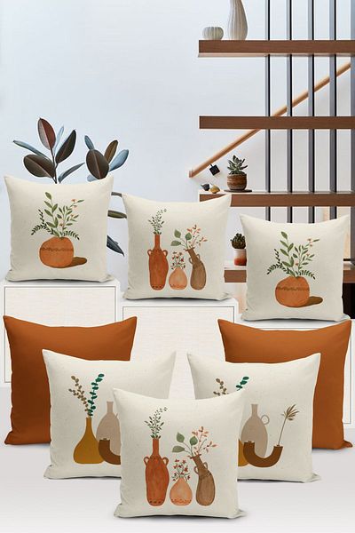 Bertille Home Seria Minimalist - Set de 8 huse de pernă cu imprimare digitală