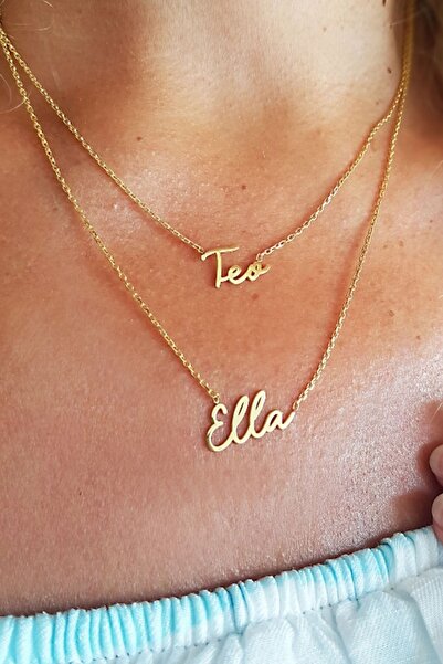 VAOOV 925 Ayar Gümüş Iki Isimli El Yazısı Kolye