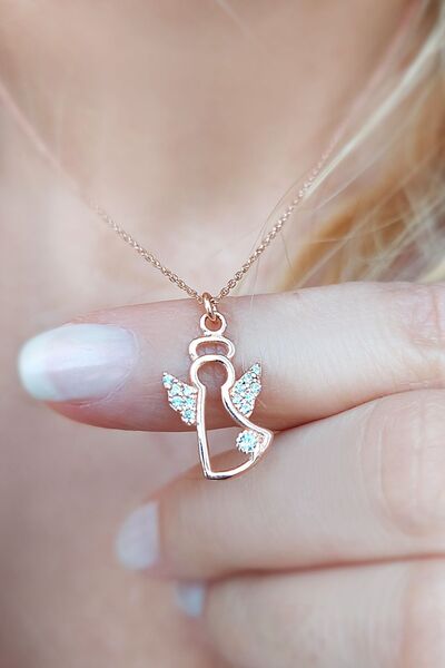 VAOOV 925 Ayar Gümüş Hareli Melek Kolye