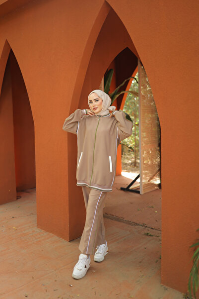 MİMİ Luxury Wear Zippered Hijab Tracksuit Set - Set of Two