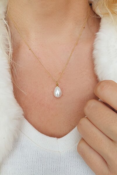 VAOOV 925 Ayar Gümüş Damla Mayorka Incisi Kolye