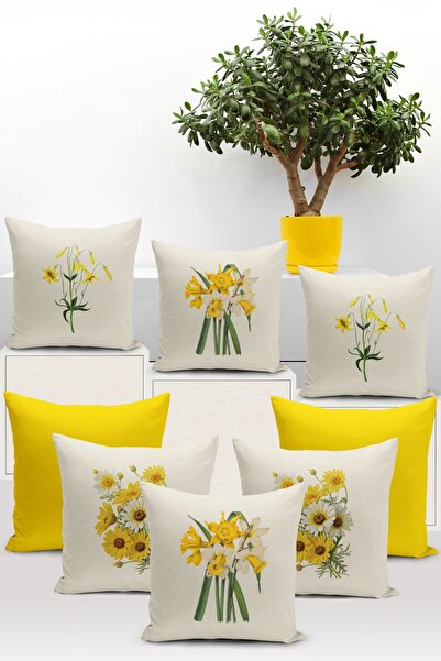 Bertille Home سلسلة النبات - مجموعة من 8 أغطية وسائد مطبوعة رقمية