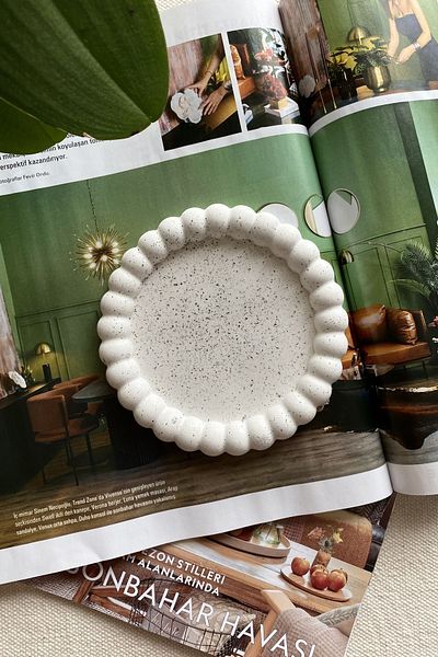 Mandalin Art Studio Patterned Bubble Decorative Plate, Jewelry Plate, Coaster 14 cm