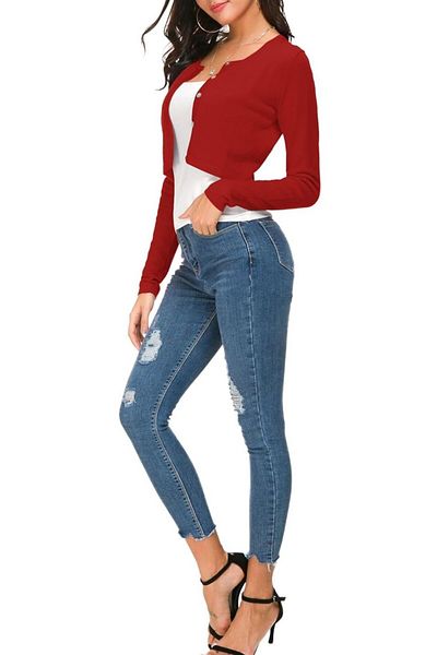 ARDSU Short Bolero Cardigan - Front Buttoned Women