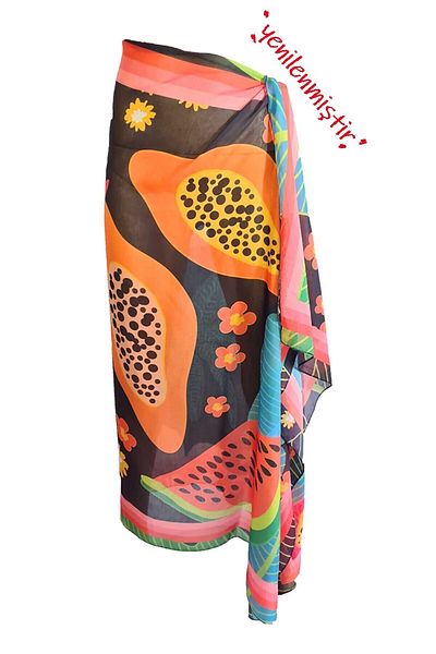 Bolder Mango Patterned Pareo Sheer Fabric