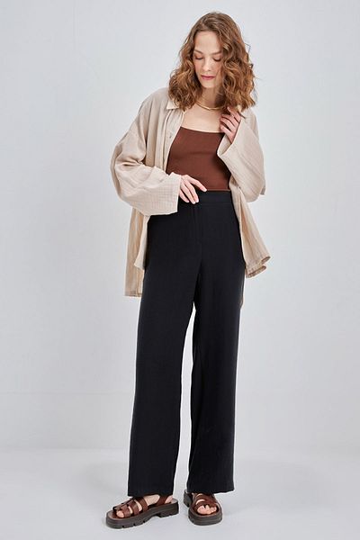 ALLDAY Pantaloni negri cu picior tub - Design cu buzunare
