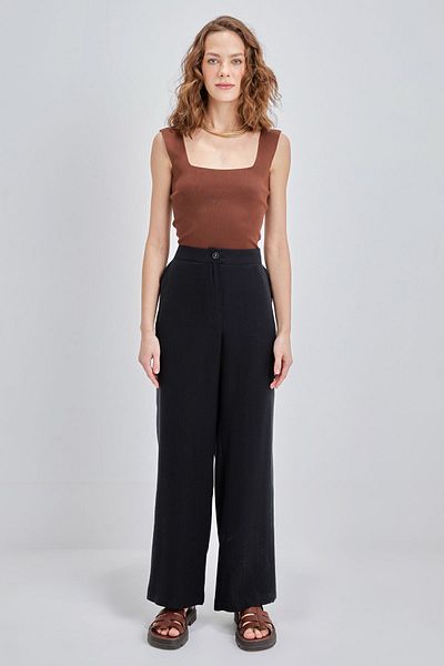 ALLDAY Pantaloni negri cu picior tub - Design cu buzunare