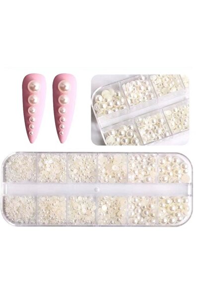 Venalisa 12'li Karışık Boy Nail Art Inci Taşları Tırnak Süsleme