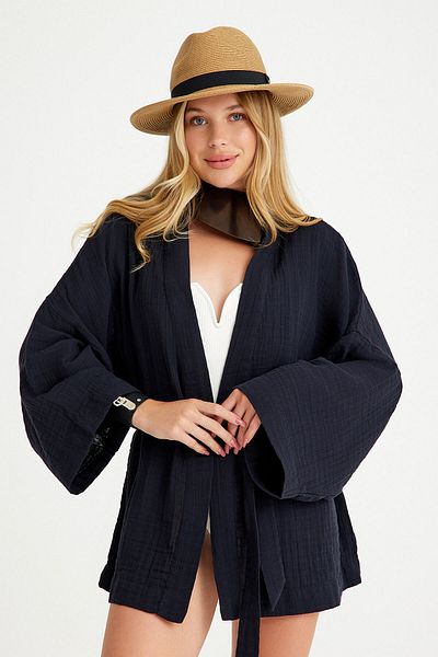 Miespiga Talie cu curea - 100% bumbac mini caftan kimono pentru femei