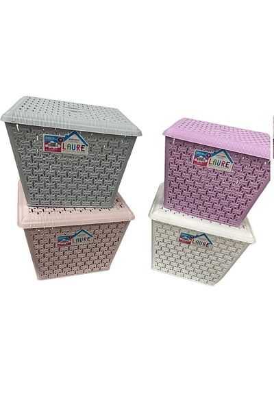 LeesHome 4-Piece Lid Organizer and Storage Box Laundry Toy Basket 12 Lt