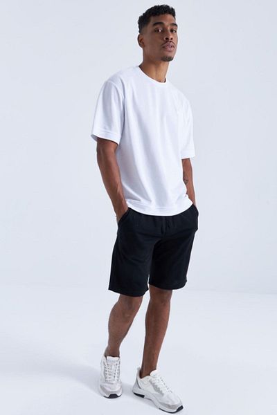 GiyimAdaButik Unisex Oversize Black Shorts White T-Shirt Set