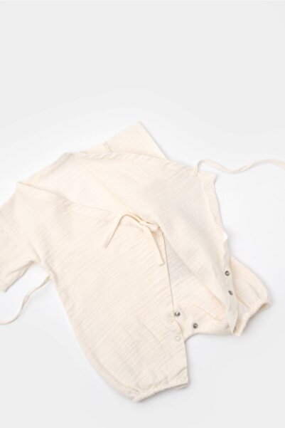 BabyCosy Organic Muslin Double Breasted Short Sleeve Jumpsuit