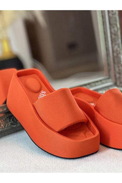 SHOEMARK Lola Orange Kalın Taban Tek Bant Ortopedik Kadın Terlik