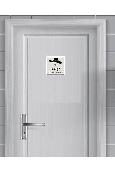 enmalife Ανδρικό-γυναικείο WC Οδηγιών Μεταλλικό Ασημί 2 Τεμάχια 10x10 εκ.