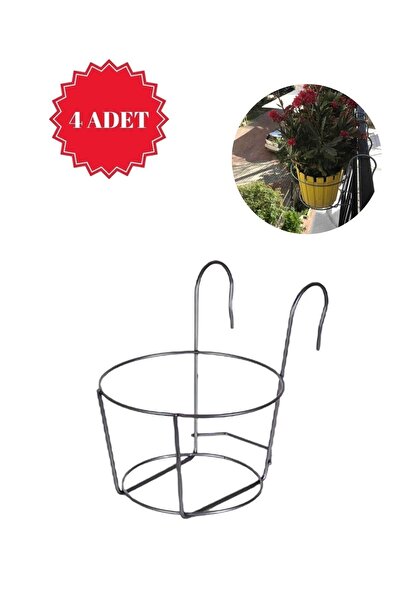 bimbambom 4 Adet Büyük Boy Balkon Saksı Demiri, Yuvarlak Saksı Demiri, Paslanmaz Saksı Askısı